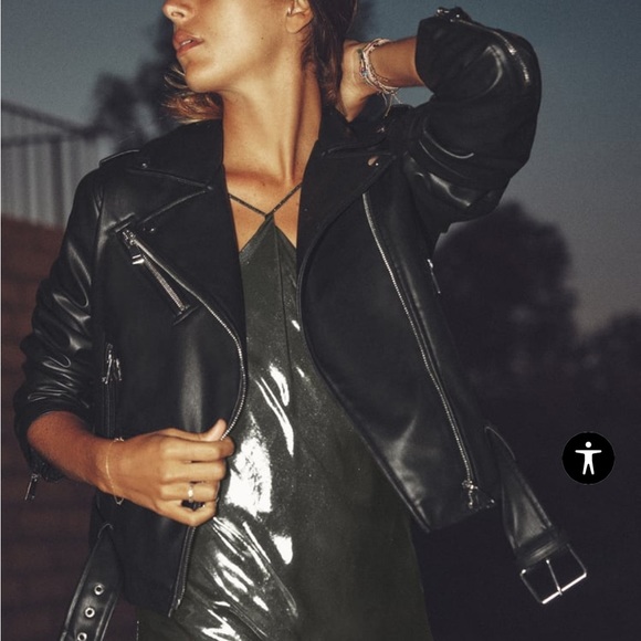 ZARA  FAUX LEATHER BIKER JACKET BLACK SIZE S | 3046/060 - Picture 2 of 7